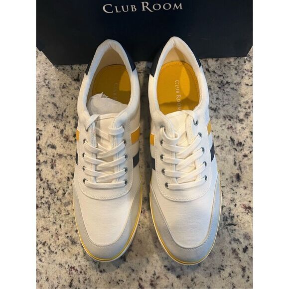 Clubroom Mens Yellow Striped Cushioned Noah Round Toe Platform Lace-Up Sneakers main image 7